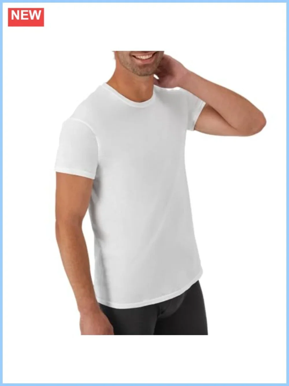 Men's Cotton Crewneck Undershirts 6-Pack Stay-Tucked Moisture-Wicking
